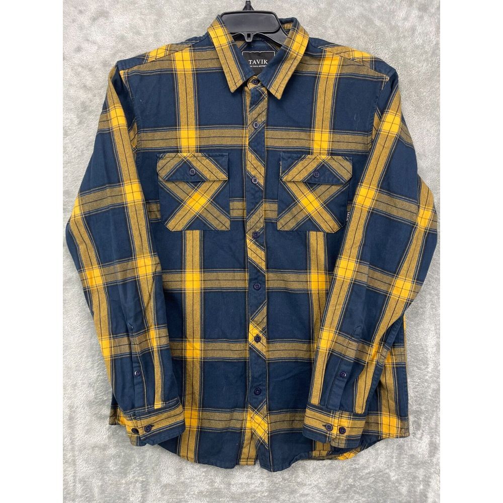 Tavik New Wave Aesthetic Men's Flannel Shirt Black Plaid M Long Sleeve Button Up